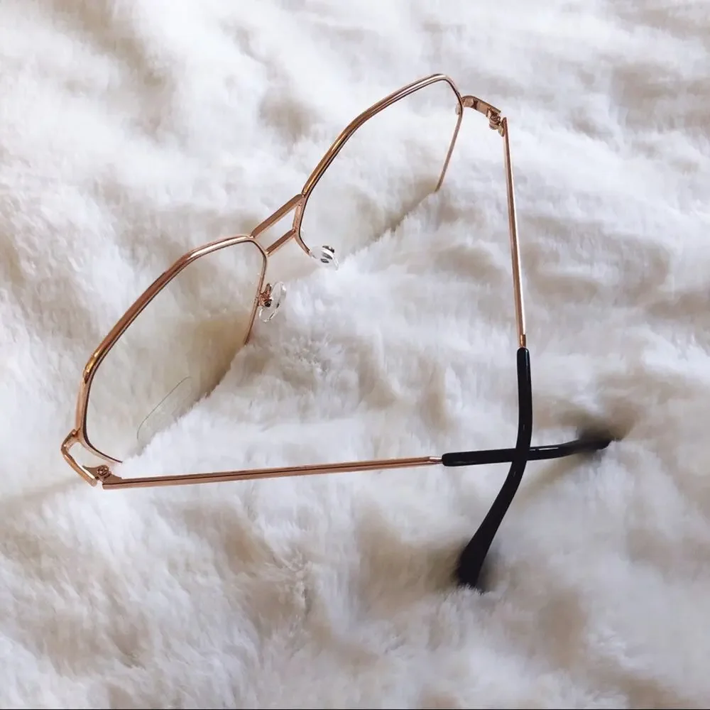 Peyton Rose Gold Hexagon Clear Sunglasses